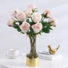 Artificial flowers with a wet texture and high-end touch, rose, European-style home living room dining table decoration, wedding decoration, European moon rose Specification image